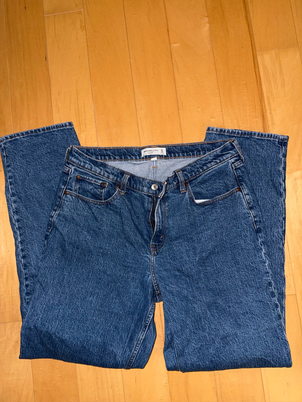 Abercrombie & Fitch Mid-Rise Straight Leg Blue Denim Jeans